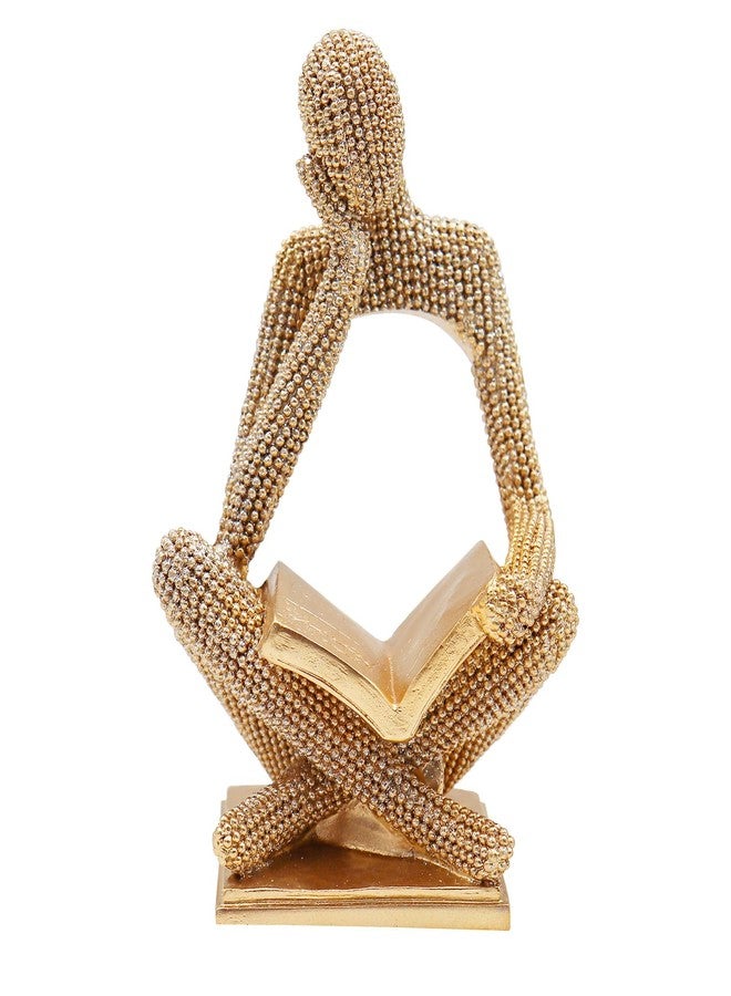 Neeenn Sparkling Gold Reading Women Statue, Thinker Sculptures, Abstract Art Ornament, Modern Aesthetic Figurine Decoration for Home Living Room Bedroom Office Shelf Table Desk Bookshelf Decor - Image 1